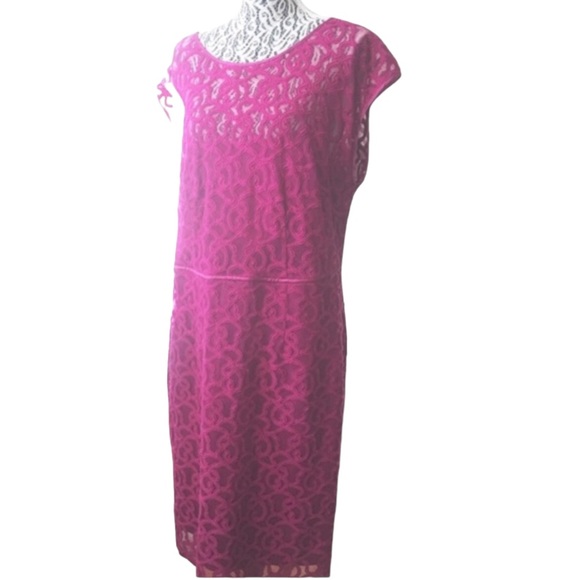 [PRE-OWNED] ADRIANNA PAPELL Woman Lace Dress, Pink, Plus Size 14W - Picture 3 of 7